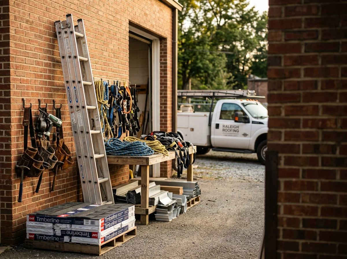 Professional roofing and home improvement crew with tools and equipment ready for residential and commercial projects.