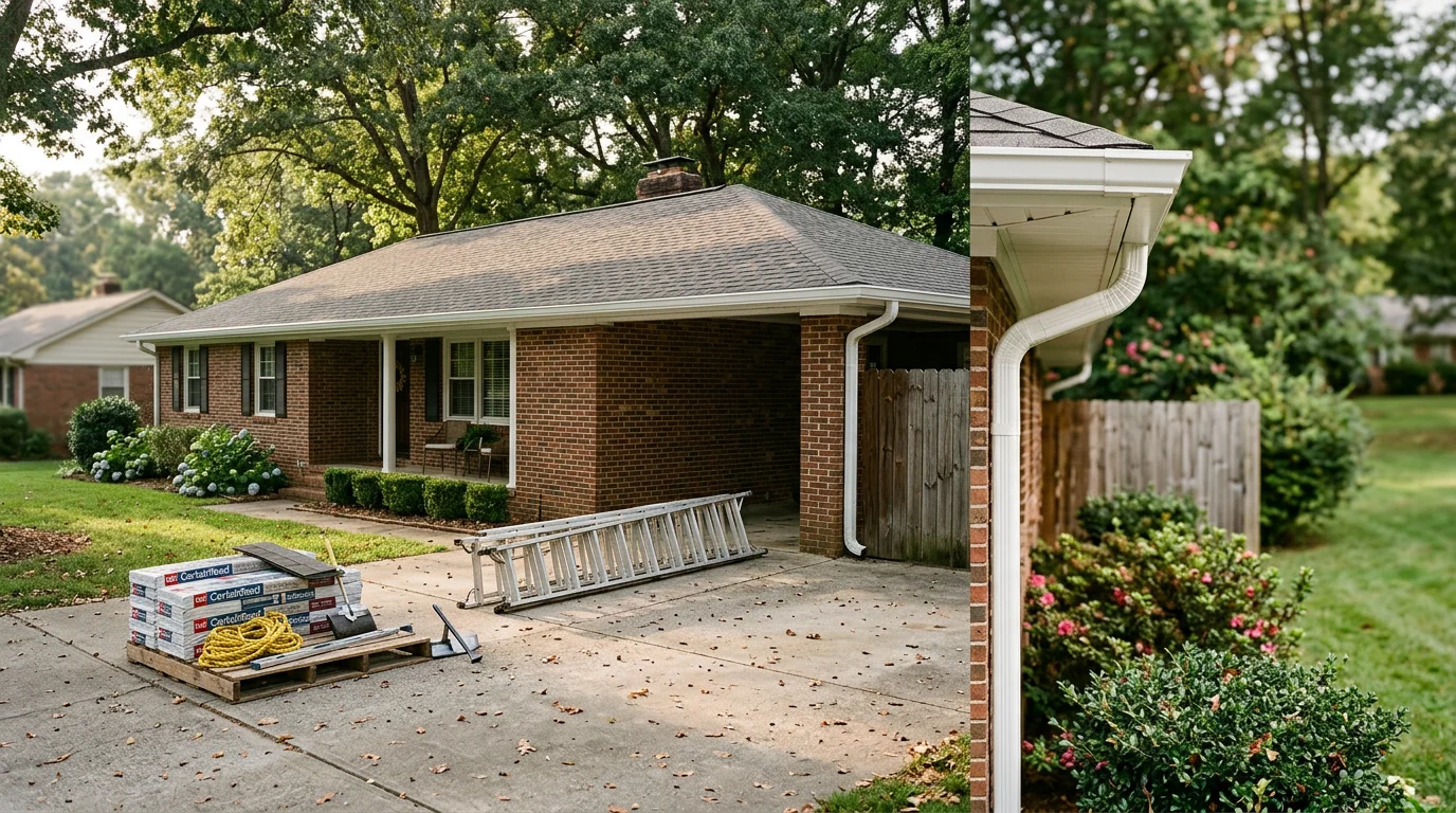 JTC Homes Inc contractor crew working on a residential home exterior in Raleigh, NC