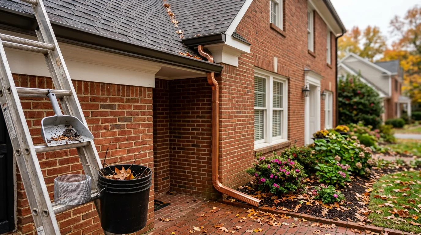 Gutter installation and maintenance on a residential home